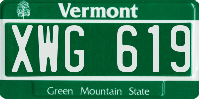 VT license plate XWG619
