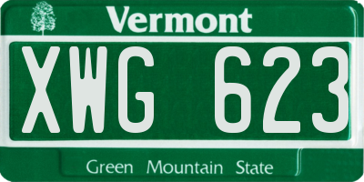 VT license plate XWG623