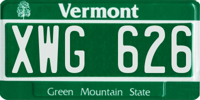 VT license plate XWG626