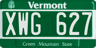 VT license plate XWG627