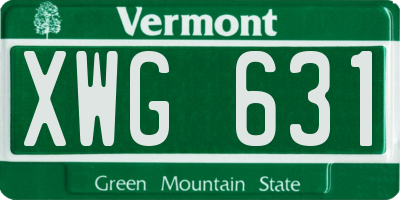 VT license plate XWG631