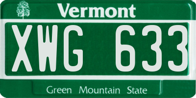 VT license plate XWG633
