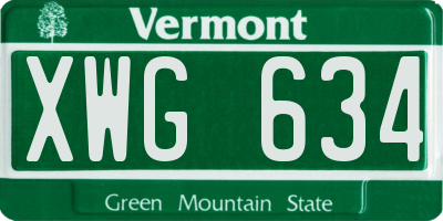 VT license plate XWG634