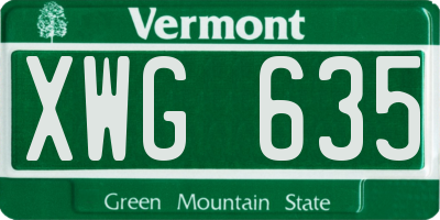 VT license plate XWG635
