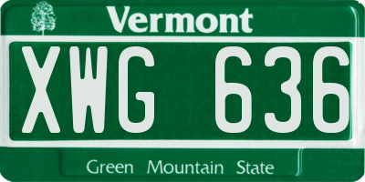 VT license plate XWG636