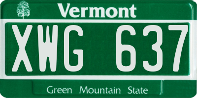 VT license plate XWG637