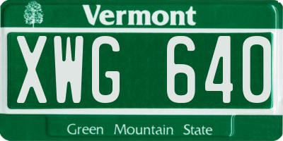 VT license plate XWG640