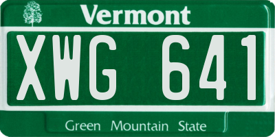 VT license plate XWG641