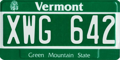 VT license plate XWG642