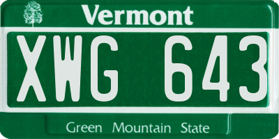 VT license plate XWG643