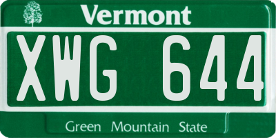 VT license plate XWG644