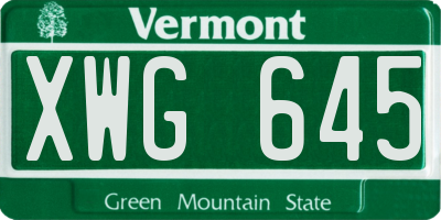 VT license plate XWG645