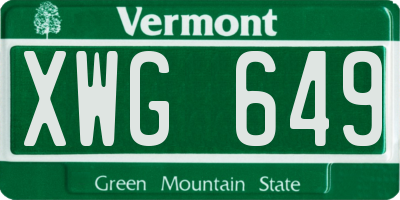 VT license plate XWG649