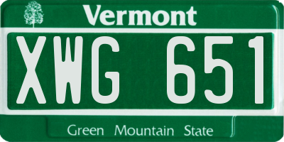 VT license plate XWG651