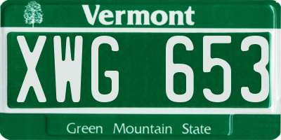 VT license plate XWG653