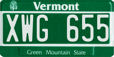 VT license plate XWG655