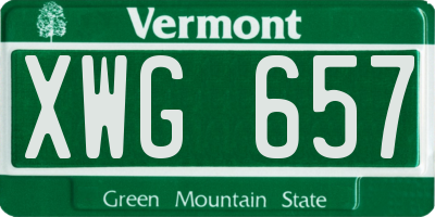 VT license plate XWG657