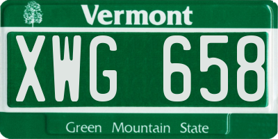 VT license plate XWG658