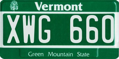 VT license plate XWG660