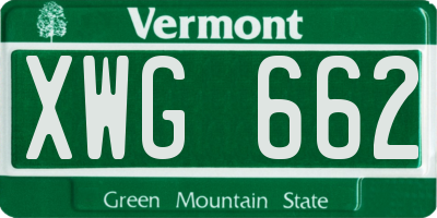VT license plate XWG662