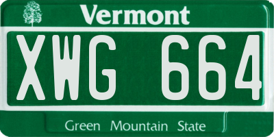 VT license plate XWG664