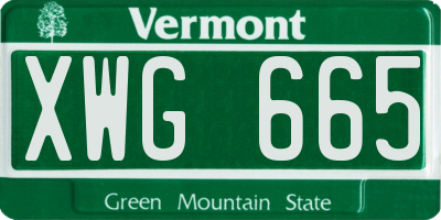 VT license plate XWG665