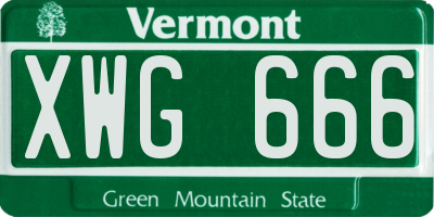 VT license plate XWG666