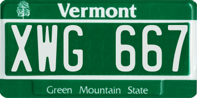 VT license plate XWG667