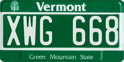 VT license plate XWG668