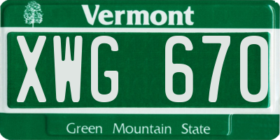 VT license plate XWG670