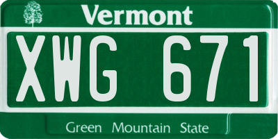 VT license plate XWG671
