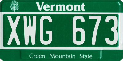 VT license plate XWG673