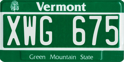 VT license plate XWG675