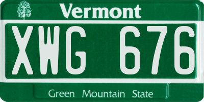 VT license plate XWG676