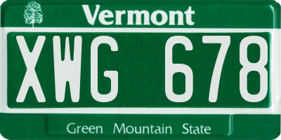 VT license plate XWG678