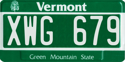 VT license plate XWG679