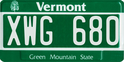 VT license plate XWG680