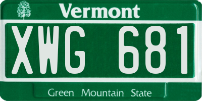 VT license plate XWG681