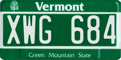 VT license plate XWG684