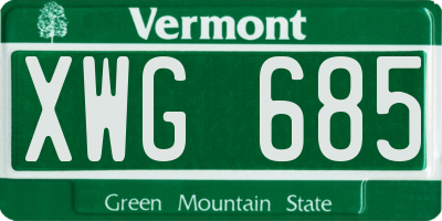 VT license plate XWG685