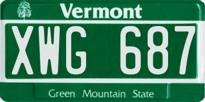 VT license plate XWG687