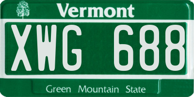 VT license plate XWG688