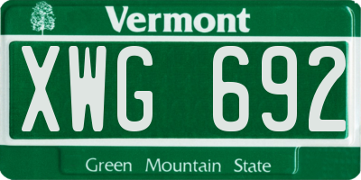 VT license plate XWG692