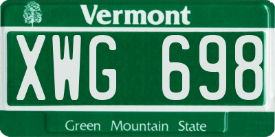 VT license plate XWG698