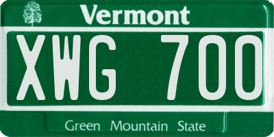 VT license plate XWG700