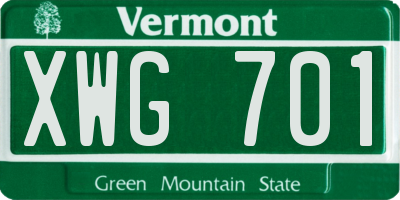 VT license plate XWG701