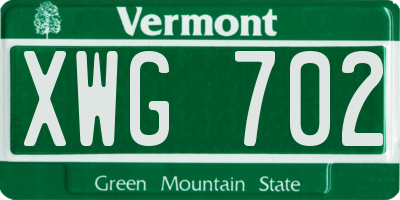 VT license plate XWG702