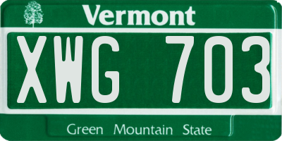 VT license plate XWG703