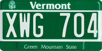 VT license plate XWG704