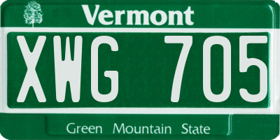 VT license plate XWG705